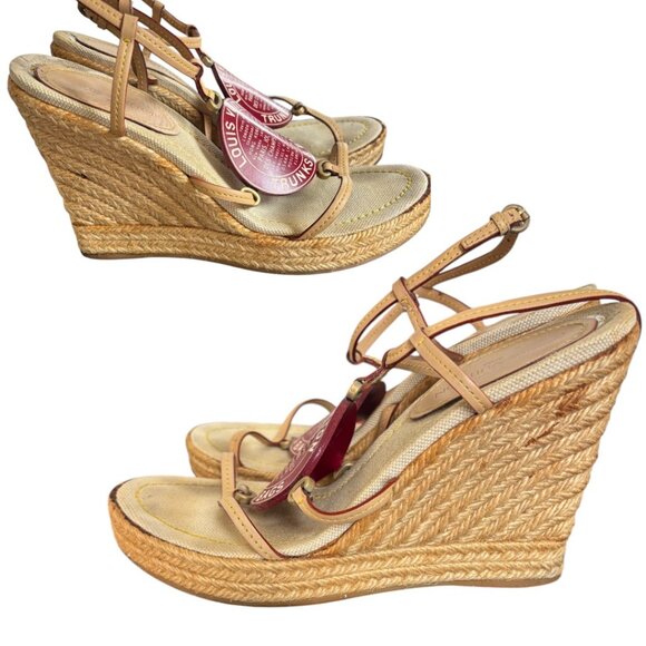 Y2K RARE LOUIS VUITTON CRUISE COLLECTION CHUNKY ESPADRILLE WEDGE SANDALS 8/38 - Picture 5 of 8